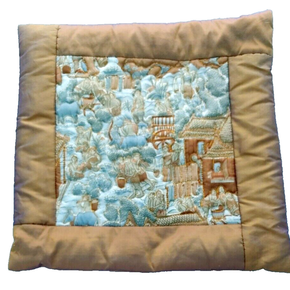 Thai 100% Silk Pillow Cover ONLY Zip Close 16 X 16 Handmade Thailand Asian